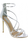 Steve Madden Women's ankle strap high stiletto sandals in silver faux leather