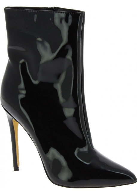 black patent stiletto ankle boots