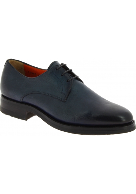 Santoni Men's formal round toe lace-ups oxford shoes in dark blue ...