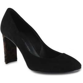 Giuseppe Zanotti Woman's pumps shoes in black suede leather with leopard-print heel