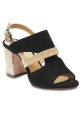 Barbara Bui Women's heeled sandals in black suede leather and nude patent leather