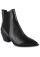 Barbara Bui Women's pointed toe mid heels ankle boots in black leather with silver studs