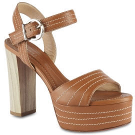 Barbara Bui Women's high heels platform sandals in brown leather with buckle closure