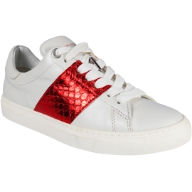 Barbara Bui women's low sneakers in white leather with red python side band