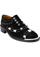 Barbara Bui Women's slip-on derby shoes in balck suede leather with silver studs