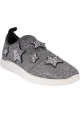 Giuseppe Zanotti Women's slip-on sneakers shoes in silver fabric with stars and strass