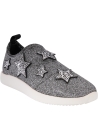 Giuseppe Zanotti Women's slip-on sneakers shoes in silver fabric with stars and strass