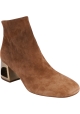 Sartore Women's heeled ankle boots in cognac suede leather