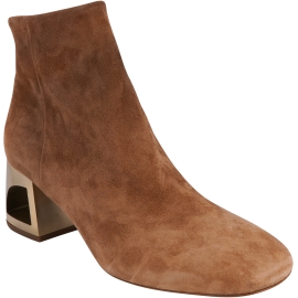 Sartore Women's heeled ankle boots in cognac suede leather