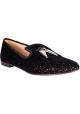 Giuseppe Zanotti Women's loafers shoes in black and copper velvet with metal horns