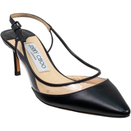 Jimmy Choo Women's slingback pump in black calfskin and transparent plexi