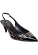 Saint Laurent Women's slingback pump in black patent leather with white triangles