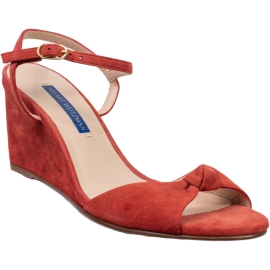 Stuart Weitzman Women's wedge sandals in red suede with ankle strap