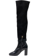 Stuart Weitzman Women's black leather and suede heeled thigh high boots with zipper