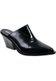 Barbara Bui Women's pointed toe mules shoes with heel in black brushed leather