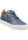 Giuseppe Zanotti Women's sneakers with blue glitter with laces and zips branded on the tongue