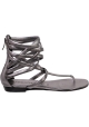 Barbara Bui Women's low gladiator thong sandals in silver leather with back zip