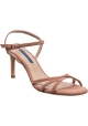 Stuart Weitzman Women's heeled sandals in blush pink suede leather with ankle strap