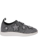 Giuseppe Zanotti Women's slip-on sneakers shoes in silver fabric with stars and strass