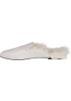 Chiara Ferragni Women's square toe mules sandals in white patent leather and internal fur