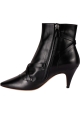 Tod's Women's pointed toe heeled ankle boots in black leather buckle straps and side zip