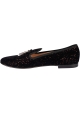 Giuseppe Zanotti Women's loafers shoes in black and copper velvet with metal horns