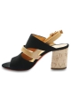 Barbara Bui Women's heeled sandals in black suede leather and nude patent leather