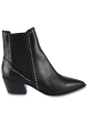 Barbara Bui Women's pointed toe mid heels ankle boots in black leather with silver studs