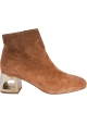 Sartore Women's heeled ankle boots in cognac suede leather