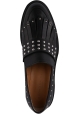 Barbara Bui Women's slip-on loafers shoes in black leather with fringe and silver studs