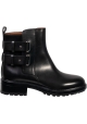 Sartore Women's ankle boots in black leather with side zip and buckle straps