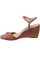 Stuart Weitzman Women's wedge sandals in blush pink suede with ankle strap