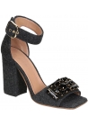 Marni high heels sandals in Dark Gray Felt with crystals