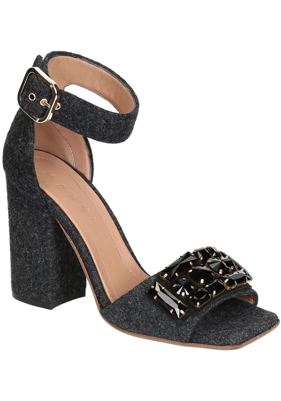 dark grey heeled sandals